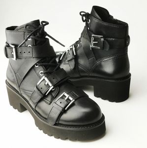 Ash Razor Platform Leather Moto Boots size 5